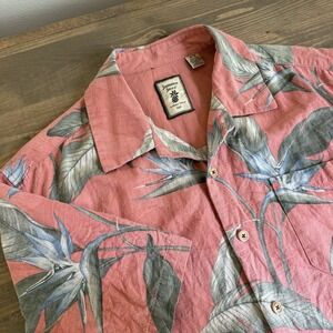 Jamaica‎ Jaxx Men's Medium Hawaiian 100% Silk Short Sleeve Button Up Shirt